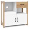 White Engineered Wood Kitchen Sideboard with Drawer, Pull-Out Shelf and Cabinets